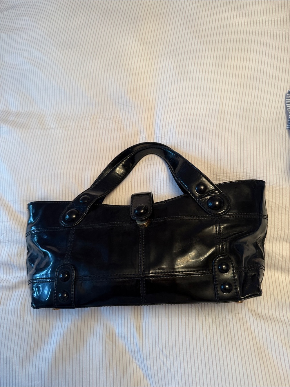 Maxx New York Shiny Black Patent Leather Satchel